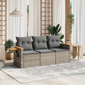Set de sofá de jardín 3 pzas y cojines ratán sintético gris de , Conjuntos de jardín - Ref: Foro24-3226599, Precio: 203,80 €,...