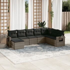 Set de sofás de jardín 8 pzas y cojines ratán sintético gris de , Conjuntos de jardín - Ref: Foro24-3220559, Precio: 478,88 €...