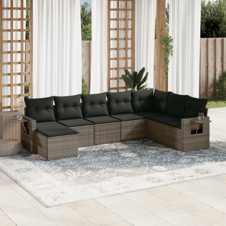 Set de sofás de jardín 8 pzas y cojines ratán sintético gris de , Conjuntos de jardín - Ref: Foro24-3220559, Precio: 478,88 €...