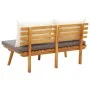 Banco de jardín con cojines madera maciza de acacia 115 cm by vidaXL, Modular outdoor sofas - Ref: Foro24-46672, Price: 191,9...