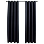 Cortinas opacas con anillas de metal 2 uds negro 140x225 cm de vidaXL, Cortinas y visillos - Ref: Foro24-134411, Precio: 44,5...