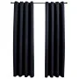 Cortinas opacas con anillas de metal 2 uds negro 140x225 cm de vidaXL, Cortinas y visillos - Ref: Foro24-134411, Precio: 38,6...