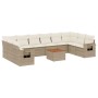 Set de sofás de jardín 11pzas con cojines ratán sintético beige de , Sofás modulares de exterior - Ref: Foro24-3224735, Preci...