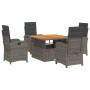 Set comedor de jardín 5 piezas con cojines ratán sintético gris de , Conjuntos de jardín - Ref: Foro24-3277341, Precio: 586,4...