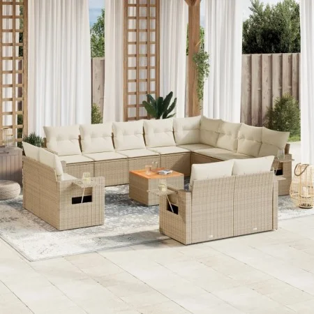 Set sofás de jardín con cojines 13 pzas ratán sintético beige de , Sofás modulares de exterior - Ref: Foro24-3224833, Precio:...