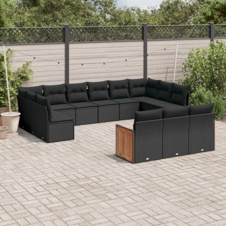 Set de sofás de jardín y cojines 13 pzas ratán sintético negro de , Conjuntos de jardín - Ref: Foro24-3228134, Precio: 843,01...