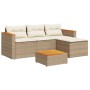 Set sofás jardín y cojines 5 pzas ratán sintético acacia beige de , Conjuntos de jardín - Ref: Foro24-3213539, Precio: 404,07...