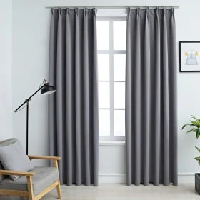 Blackout curtains with hooks 2 pieces gray 140x225 cm by vidaXL, Curtains and curtains - Ref: Foro24-134431, Price: 38,61 €, ...