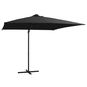 Sombrilla voladiza con luces LED y poste acero negro 250x250 cm de vidaXL, Sombrillas - Ref: Foro24-46996, Precio: 156,15 €, ...
