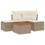 Juego de sofás jardín con cojines 5 pzas ratán sintético beige de , Conjuntos de jardín - Ref: Foro24-3255918, Precio: 315,99...