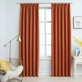 Cortinas opacas con ganchos 2 piezas color óxido 140x225 cm de vidaXL, Cortinas y visillos - Ref: Foro24-134474, Precio: 37,3...