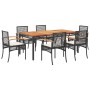 Set de comedor de jardín 7 pzas y cojines ratán sintético negro de , Conjuntos de jardín - Ref: Foro24-3213564, Precio: 463,7...