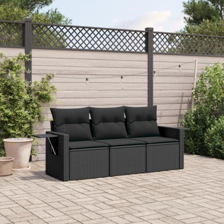 Set de sofás de jardín con cojines 3 pzas ratán sintético negro de , Conjuntos de jardín - Ref: Foro24-3219854, Precio: 209,7...