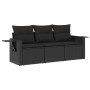 Set de sofás de jardín con cojines 3 pzas ratán sintético negro de , Conjuntos de jardín - Ref: Foro24-3219854, Precio: 209,7...