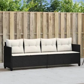 Sun lounger with black synthetic rattan cushions by , Loungers - Ref: Foro24-368326, Price: 206,45 €, Discount: %