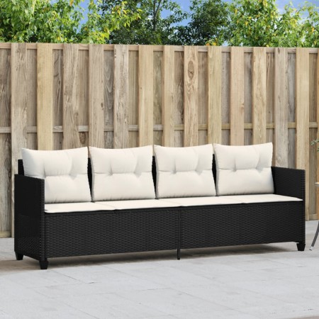 Tumbona con cojines ratán sintético negro de , Tumbonas - Ref: Foro24-368326, Precio: 195,29 €, Descuento: %