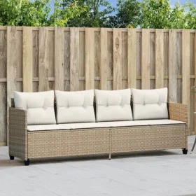 Tumbona con cojines ratán sintético beige de , Tumbonas - Ref: Foro24-368330, Precio: 212,23 €, Descuento: %