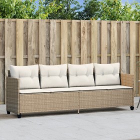 Tumbona con cojines ratán sintético beige de , Tumbonas - Ref: Foro24-368330, Precio: 219,48 €, Descuento: %