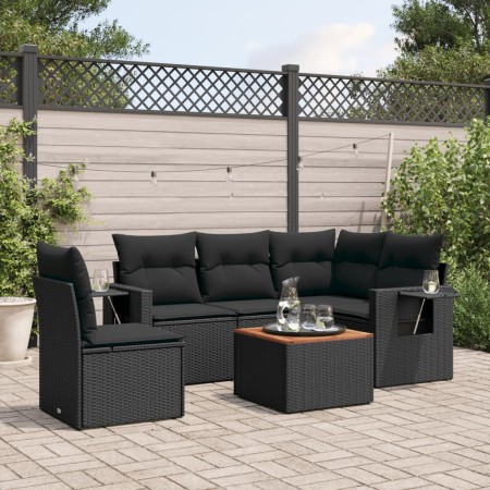 Set de sofás de jardín 6 piezas y cojines ratán sintético negro de , Conjuntos de jardín - Ref: Foro24-3256895, Precio: 415,5...