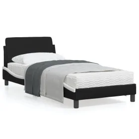 Black white synthetic leather headboard bed frame 90x200 cm by , Beds and slatted bases - Ref: Foro24-373123, Price: 110,55 €...