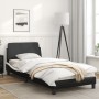 Estructura cama cabecero cuero sintético negro blanco 90x200 cm de , Camas y somieres - Ref: Foro24-373123, Precio: 112,29 €,...