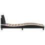 Estructura cama cabecero cuero sintético negro blanco 90x200 cm de , Camas y somieres - Ref: Foro24-373123, Precio: 112,29 €,...