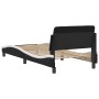 Estructura cama cabecero cuero sintético negro blanco 90x200 cm de , Camas y somieres - Ref: Foro24-373123, Precio: 112,29 €,...