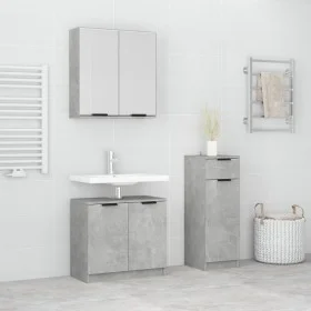 Set de muebles baño 3 pzas madera contrachapada gris hormigón de , Muebles de baño - Ref: Foro24-3115871, Precio: 176,19 €, D...