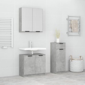 Set de muebles baño 3 pzas madera contrachapada gris hormigón de , Muebles de baño - Ref: Foro24-3115871, Precio: 178,86 €, D...