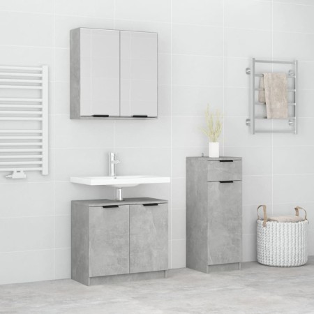 Set de muebles baño 3 pzas madera contrachapada gris hormigón de , Muebles de baño - Ref: Foro24-3115871, Precio: 178,86 €, D...