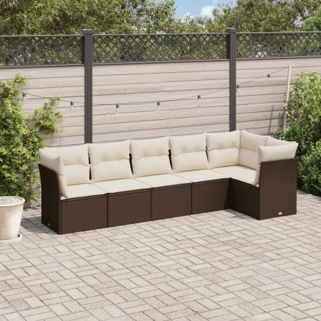 Set sofás de jardín 6 piezas y cojines ratán sintético marrón de , Conjuntos de jardín - Ref: Foro24-3249502, Precio: 398,88 ...