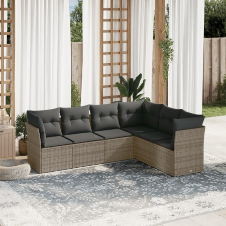 Set de muebles de jardín 6 pzas y cojines ratán sintético gris en Conjuntos de jardín | Comprar online en Foru.es