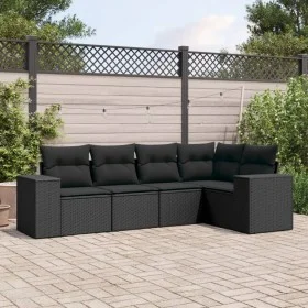 Set de muebles de jardín 5 pzas y cojines ratán sintético negro de , Conjuntos de jardín - Ref: Foro24-3254862, Precio: 367,0...