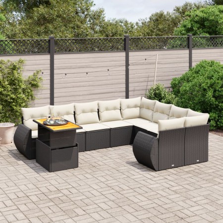 Set de sofás de jardín 10 pzas cojines ratán sintético negro de , Conjuntos de jardín - Ref: Foro24-3272358, Precio: 612,70 €...