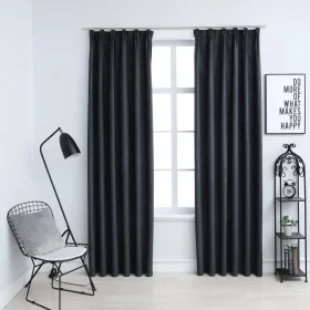 Cortinas opacas con ganchos 2 uds gris antracita 140x245 cm de vidaXL, Cortinas y visillos - Ref: Foro24-134463, Precio: 44,8...