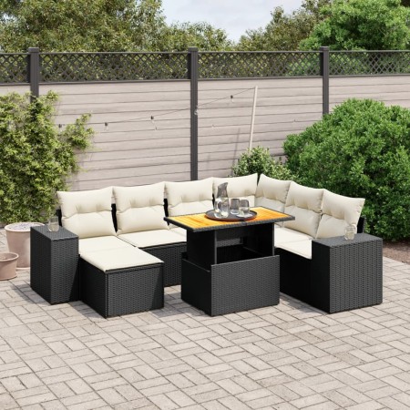 Set de sofás de jardín 8 piezas y cojines ratán sintético negro de , Conjuntos de jardín - Ref: Foro24-3275940, Precio: 490,2...