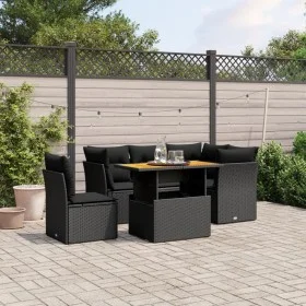 Set de muebles de jardín 5 pzas y cojines ratán sintético negro de , Conjuntos de jardín - Ref: Foro24-3270831, Precio: 427,5...