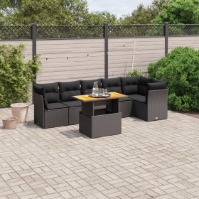 Set de comedor de jardín 7 pzas y cojines ratán sintético negro de , Conjuntos de jardín - Ref: Foro24-3270838, Precio: 477,7...