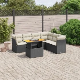 Set de comedor de jardín 7 pzas y cojines ratán sintético negro de , Conjuntos de jardín - Ref: Foro24-3270846, Precio: 453,3...