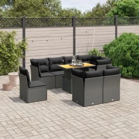 Set de sofás de jardín 8 piezas y cojines ratán sintético negro de , Conjuntos de jardín - Ref: Foro24-3270929, Precio: 638,5...