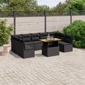 Set de sofás de jardín 10 pzas cojines ratán sintético negro de , Conjuntos de jardín - Ref: Foro24-3271454, Precio: 658,76 €...