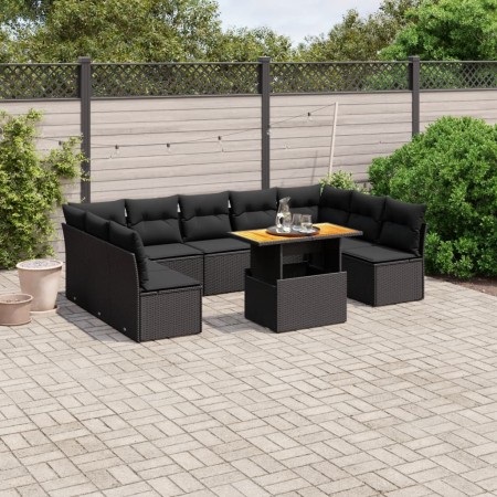Set de sofás de jardín 10 pzas cojines ratán sintético negro de , Conjuntos de jardín - Ref: Foro24-3271454, Precio: 658,76 €...