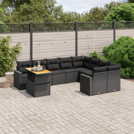 Set de sofás de jardín 10 pzas cojines ratán sintético negro de , Conjuntos de jardín - Ref: Foro24-3271475, Precio: 658,76 €...