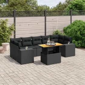 Set de sofás de jardín 8 piezas y cojines ratán sintético negro de , Conjuntos de jardín - Ref: Foro24-3272546, Precio: 632,7...