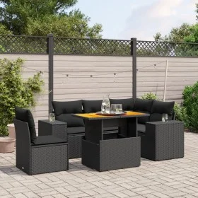 Set de sofás de jardín 6 piezas y cojines ratán sintético negro de , Conjuntos de jardín - Ref: Foro24-3272637, Precio: 478,5...
