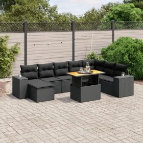 Set de sofás de jardín 8 piezas y cojines ratán sintético negro de , Conjuntos de jardín - Ref: Foro24-3272770, Precio: 645,5...