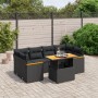 Set de comedor de jardín 7 pzas y cojines ratán sintético negro de , Conjuntos de jardín - Ref: Foro24-3272973, Precio: 489,4...