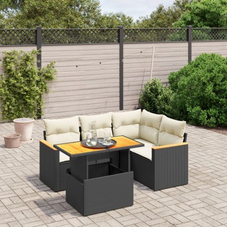 Set de muebles de jardín 5 pzas y cojines ratán sintético negro de , Conjuntos de jardín - Ref: Foro24-3273058, Precio: 342,8...
