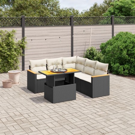 Set de sofás de jardín 6 piezas y cojines ratán sintético negro de , Conjuntos de jardín - Ref: Foro24-3273072, Precio: 390,9...