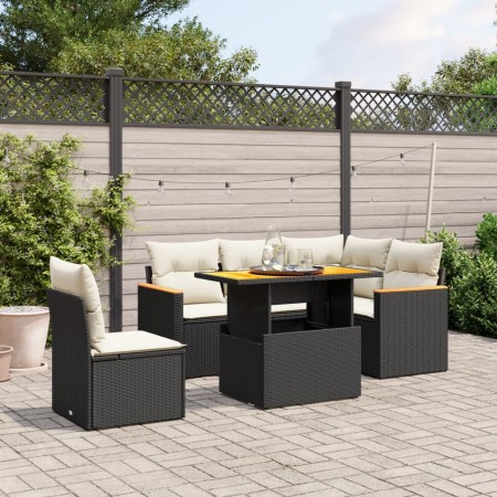 Set de sofás de jardín 6 piezas y cojines ratán sintético negro de , Conjuntos de jardín - Ref: Foro24-3273079, Precio: 390,9...